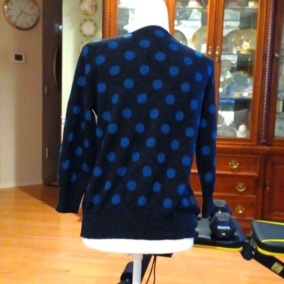 PHILOSOPHY by Dane Lewis 100% Cashmere Black & Blue Cashmere Cardigan size  Med - Picture 2 of 3